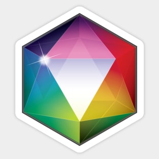 Rainbow Transparent 20 Sided Die Sticker